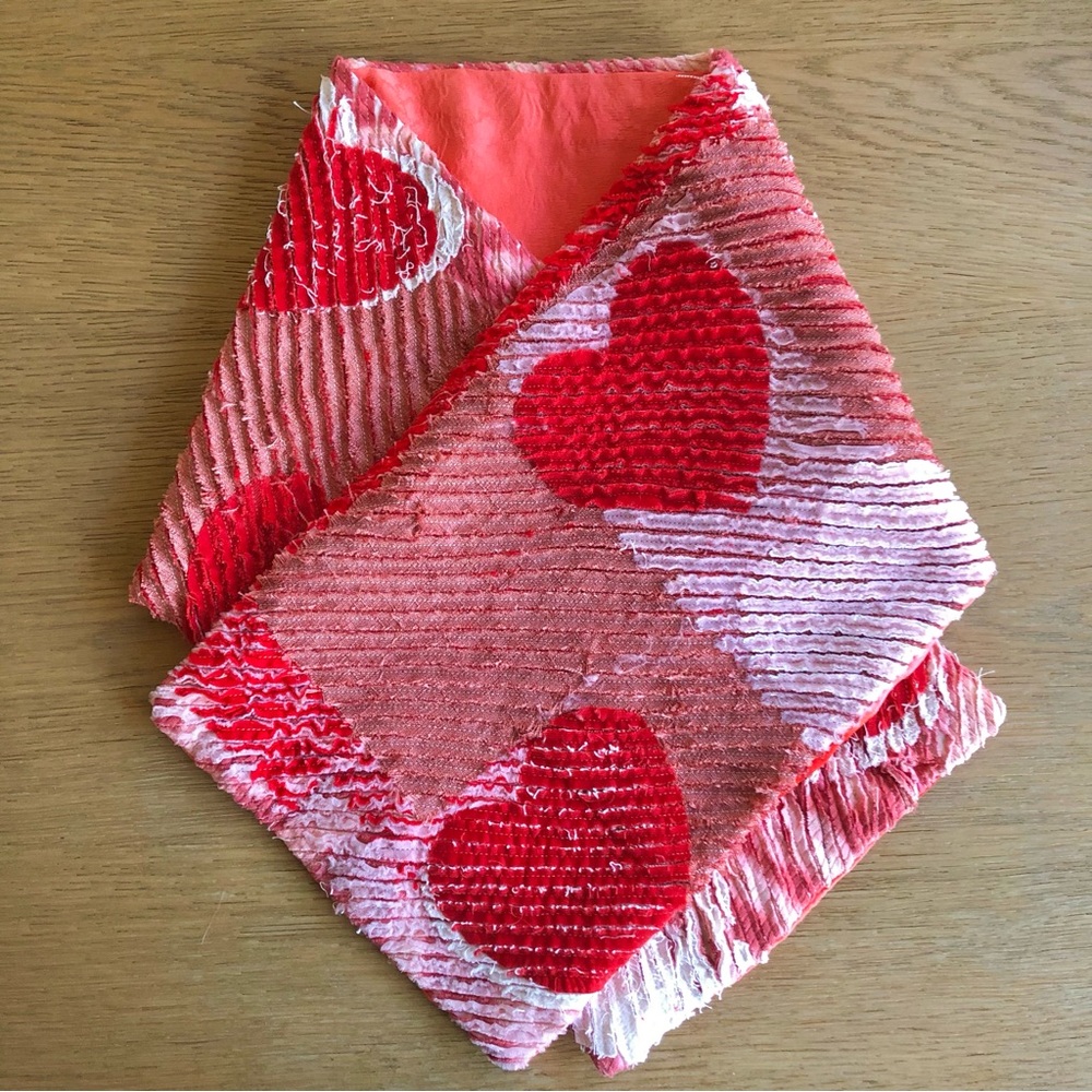 Quilted Faux Chenille Handmade Heart Scarf